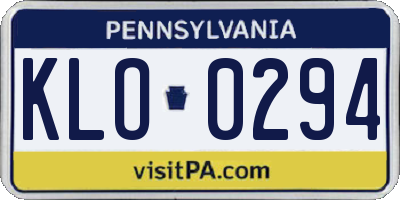 PA license plate KLO0294