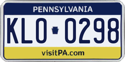 PA license plate KLO0298