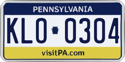 PA license plate KLO0304