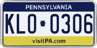 PA license plate KLO0306