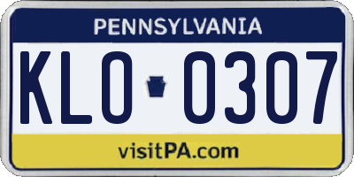 PA license plate KLO0307