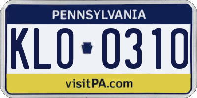 PA license plate KLO0310