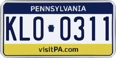 PA license plate KLO0311
