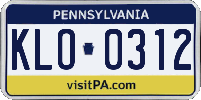 PA license plate KLO0312