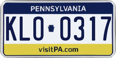 PA license plate KLO0317