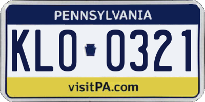 PA license plate KLO0321
