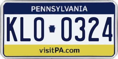 PA license plate KLO0324