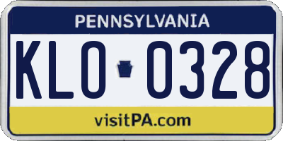 PA license plate KLO0328