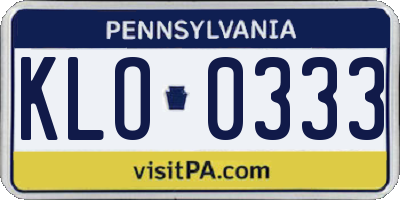 PA license plate KLO0333