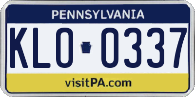 PA license plate KLO0337