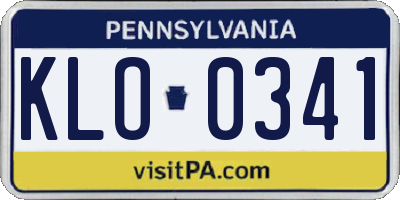 PA license plate KLO0341