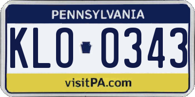 PA license plate KLO0343