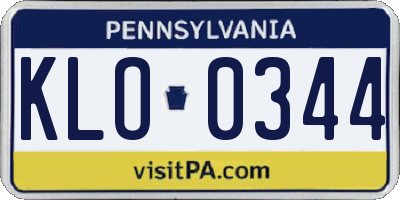 PA license plate KLO0344