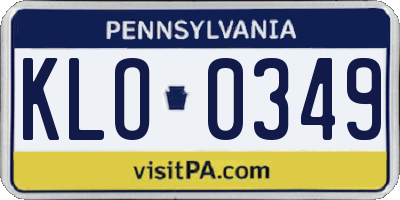 PA license plate KLO0349