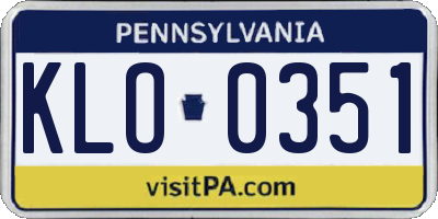 PA license plate KLO0351