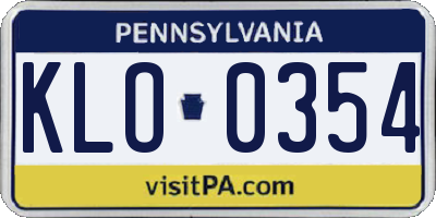 PA license plate KLO0354