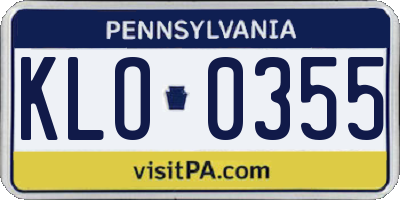 PA license plate KLO0355