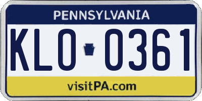 PA license plate KLO0361