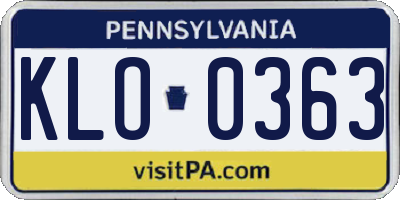 PA license plate KLO0363
