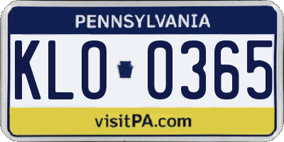 PA license plate KLO0365