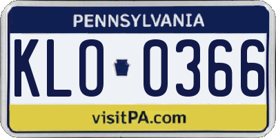 PA license plate KLO0366