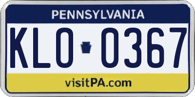 PA license plate KLO0367