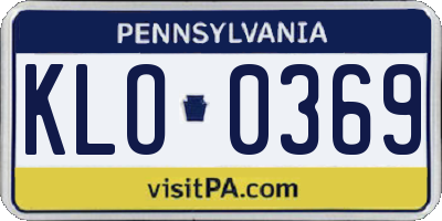 PA license plate KLO0369