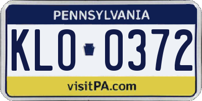 PA license plate KLO0372
