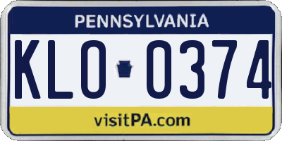 PA license plate KLO0374