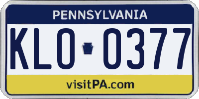 PA license plate KLO0377