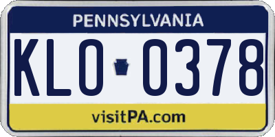 PA license plate KLO0378