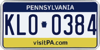 PA license plate KLO0384