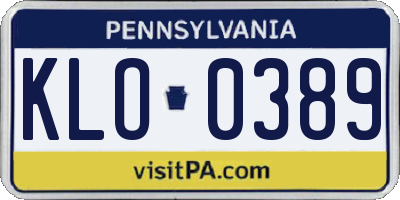 PA license plate KLO0389