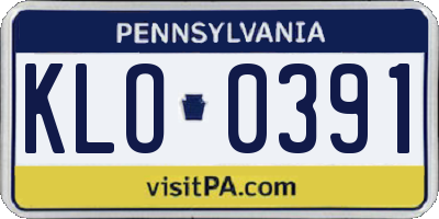 PA license plate KLO0391