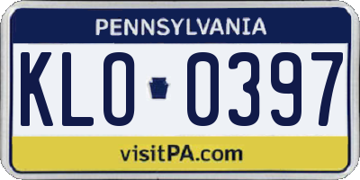 PA license plate KLO0397