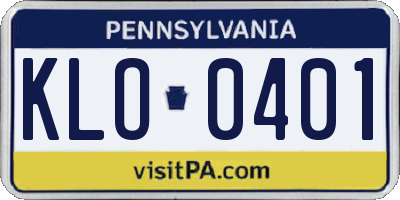 PA license plate KLO0401