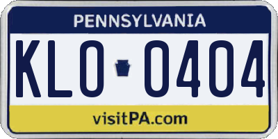 PA license plate KLO0404