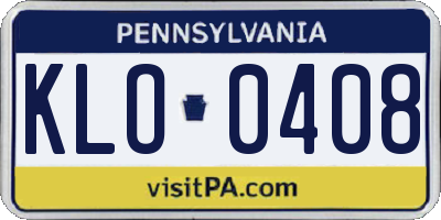 PA license plate KLO0408