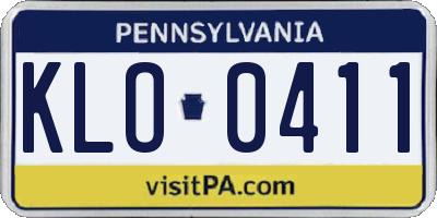 PA license plate KLO0411