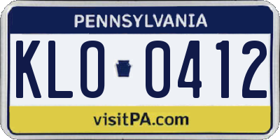 PA license plate KLO0412