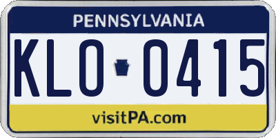 PA license plate KLO0415