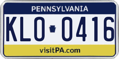 PA license plate KLO0416