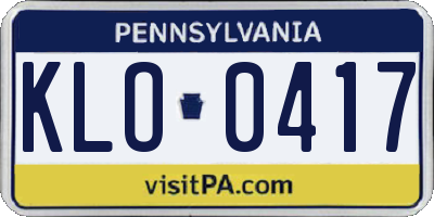 PA license plate KLO0417