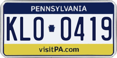 PA license plate KLO0419