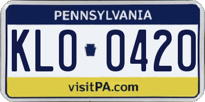 PA license plate KLO0420