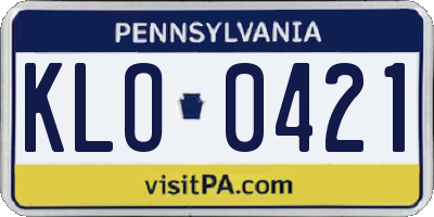 PA license plate KLO0421