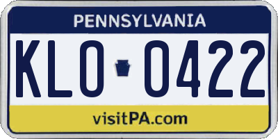 PA license plate KLO0422