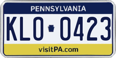 PA license plate KLO0423