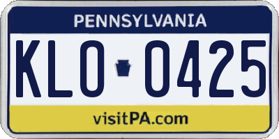 PA license plate KLO0425