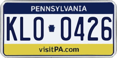 PA license plate KLO0426